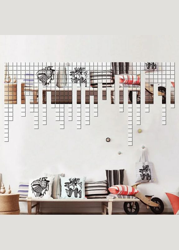 Зеркальные пластиковые наклейки квадратики 5 х 5 см 10 шт Серебро Б235 No Brand (302242701)