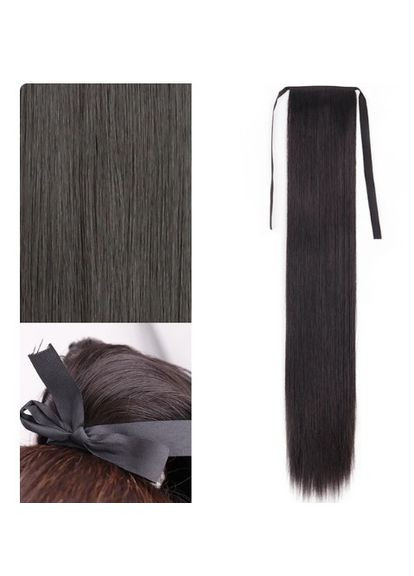 Шиньйон хвіст прямий на стрічці темно-коричневий шоколадний (SHL-2) No Brand (355802058)