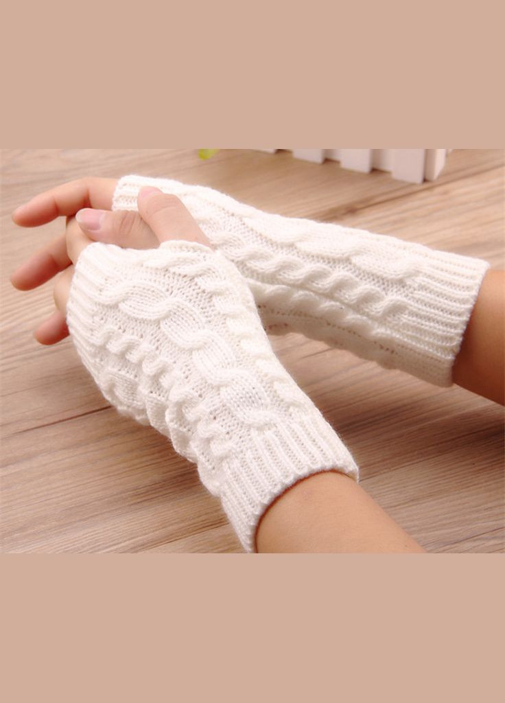 Митенки перчатки без пальцев белый No Brand (314523172)