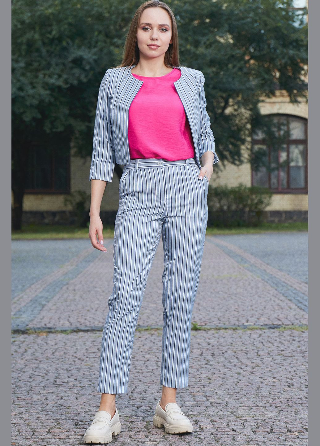 Женское болеро в полоску с манжетами и прямым кроем (ll108222364) LadyLike (333341015)