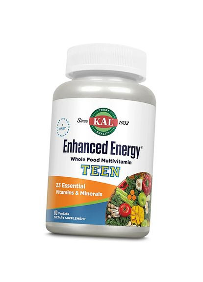 Витамины для подростков, для памяти и концентрации, Enhanced Energy Teen, 60вегтаб (36424020) KAL (293254297)