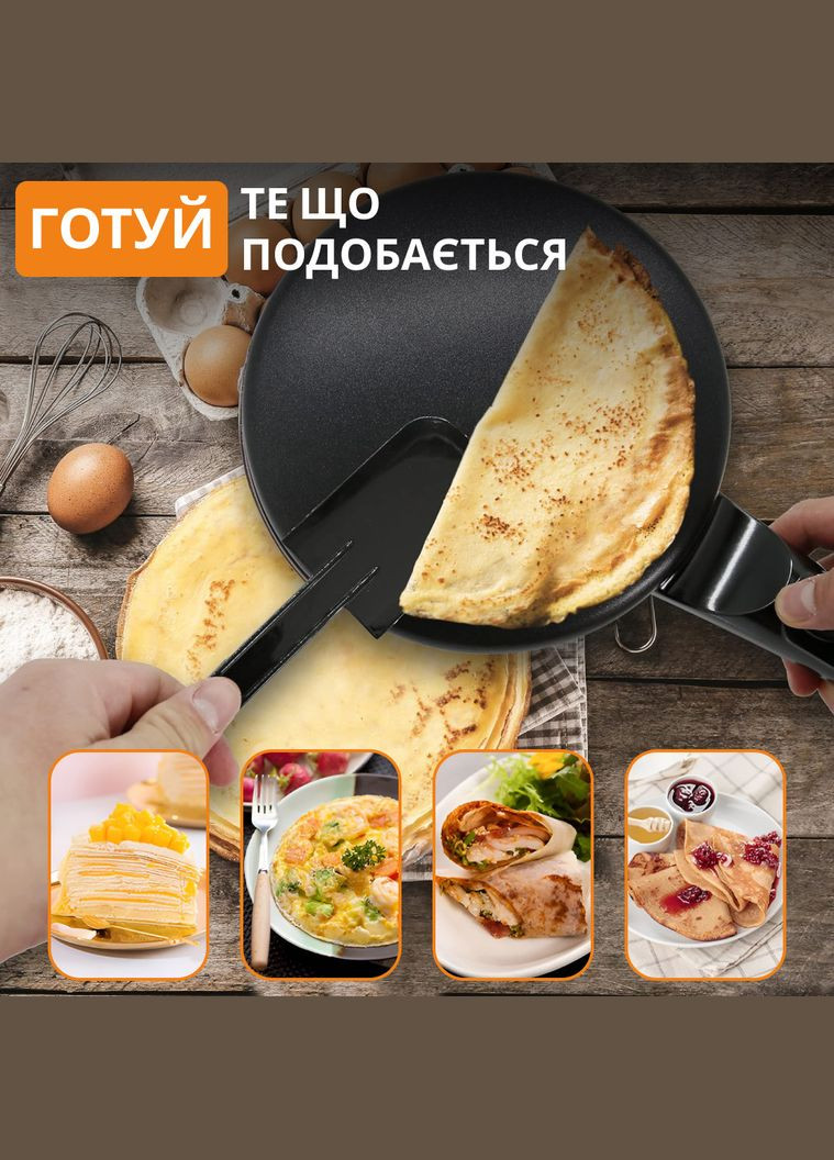 Сковорода для млинців електрична з антипригарним покриттям діаметр 20 см 650 Вт SK5208 Sokany (306848784)