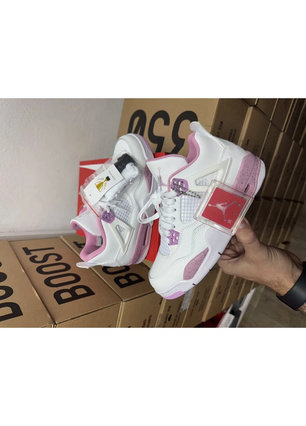 Белые демисезонные кроссовки мужские nike air jordan 4 white/pioreo найк аир джордан белые No Brand