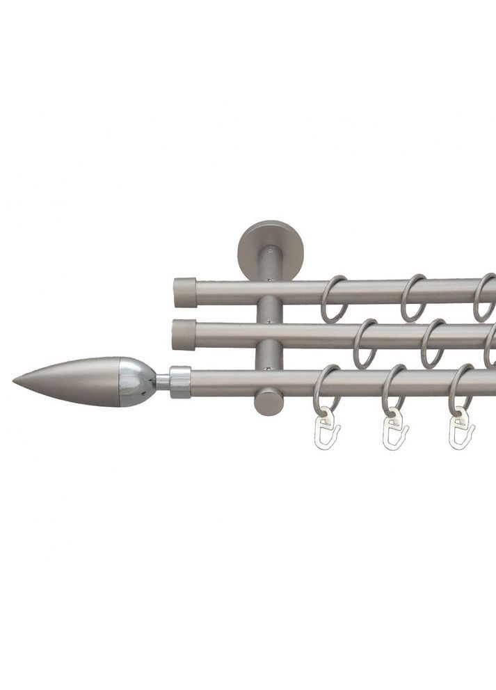 Карниз Лінея металевий трирядний циліндр (20 см) гладка труба Сатин 16\16\16 мм 160 см (6099503) ORVIT (300800105)