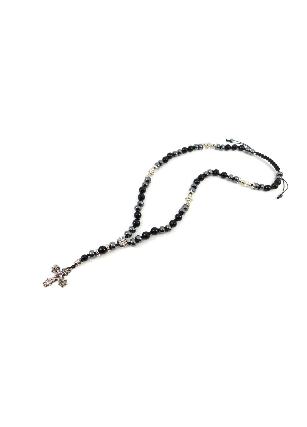 Вервиця для молитви Агат, Гематит сфера, шайба 8 мм, 56 см, 7,5 см Fursa fashion (330752109)