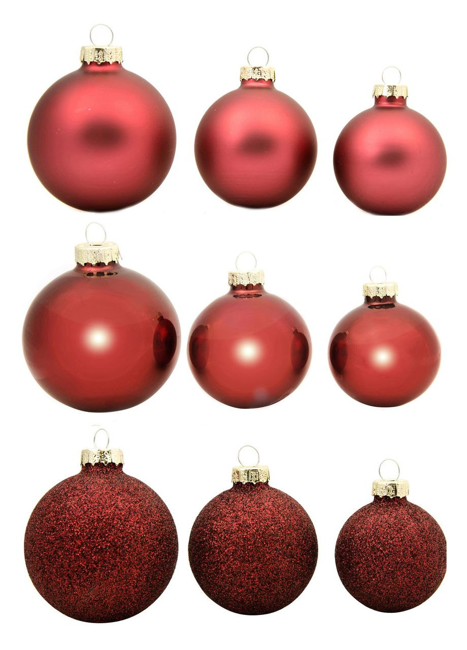 Елочные стеклянные шарики House of Seasons комплект 42 шт бордовые игрушки для елки декор интерьера ProDobro (367267662)