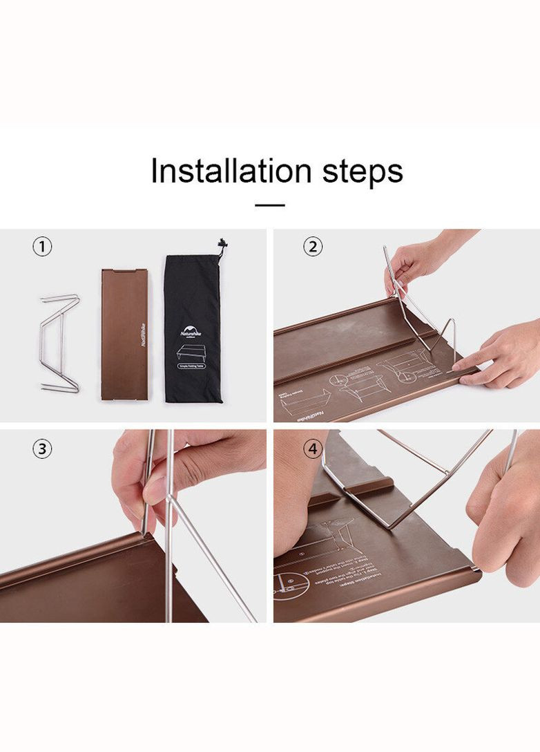 Стол раскладной алюминиевый для пикника NH17Z001-L, 34х25 см, серый Naturehike (344548158)