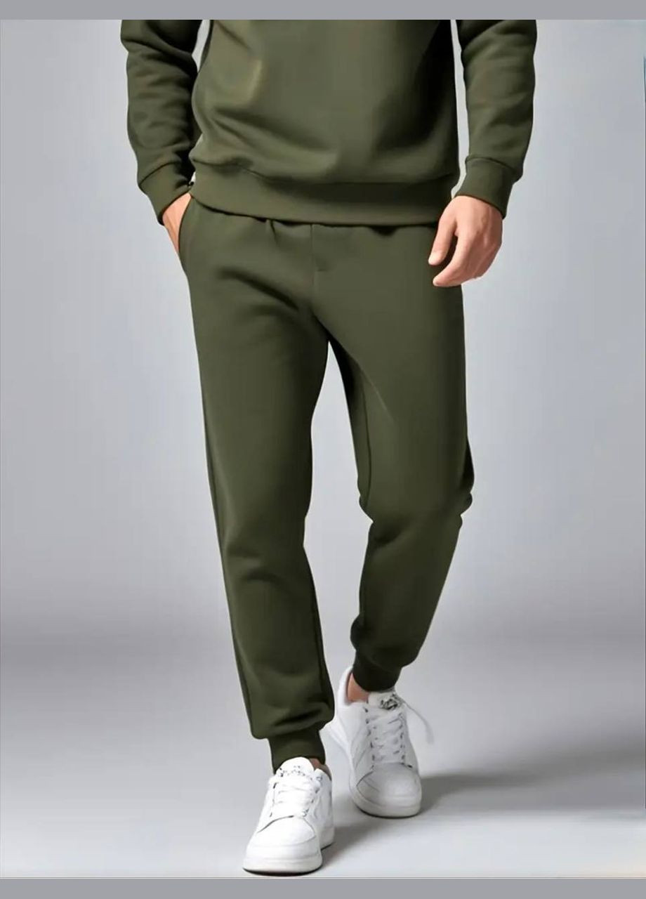 Оливковый (хаки) демисезонный костюм двунитка стильный качественный No Brand