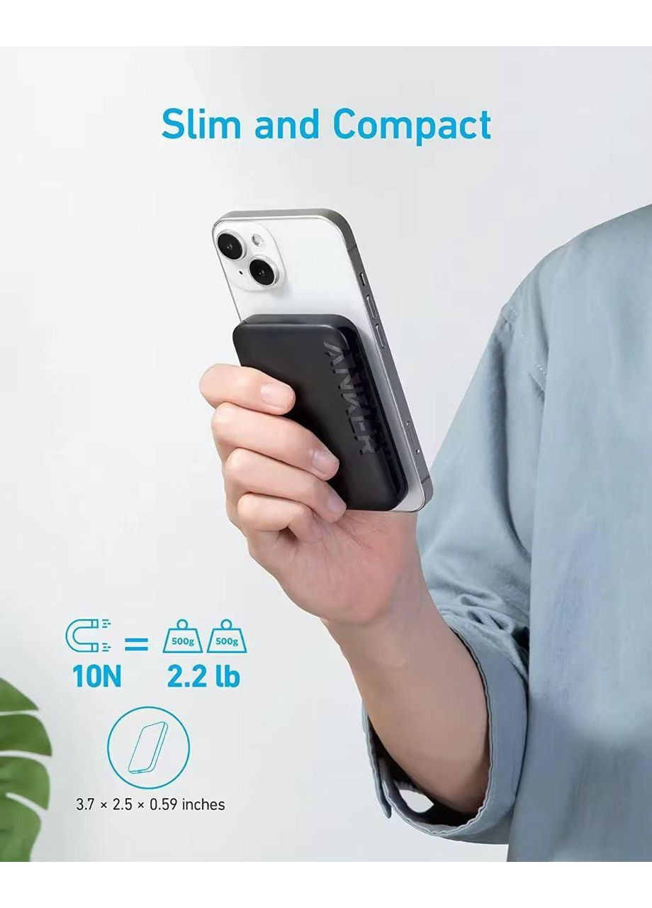 Магнітна батарея MagGo 321 Magnetic Magsafe Powerbank 5000mAh Павербанк з бездротовою зарядкою Anker (349824359)