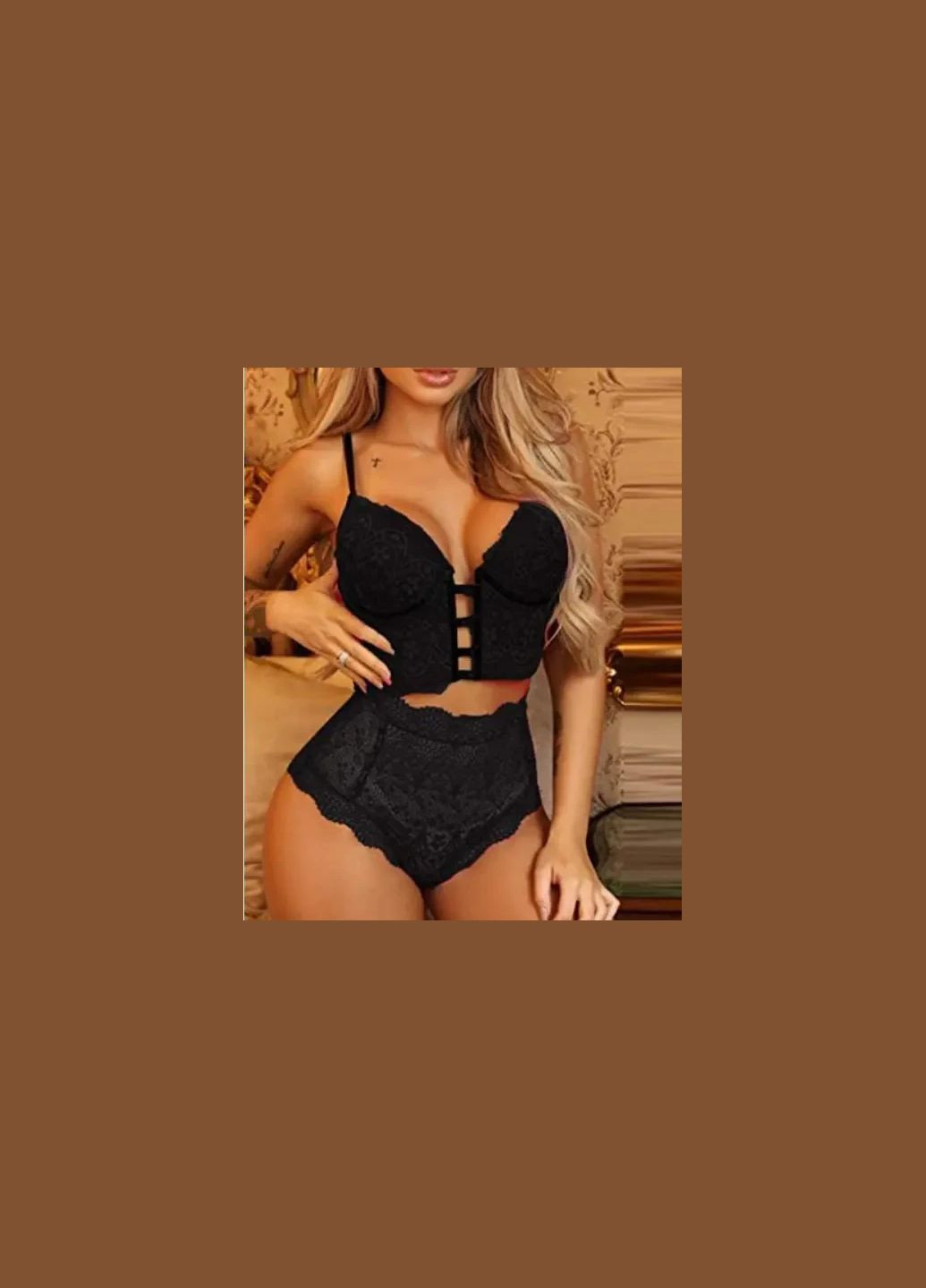 Чорний демісезонний сексуальний мереживний комплект спідньой білизни великих розмерів. мереживний комплект спідньой білизни еротичний China