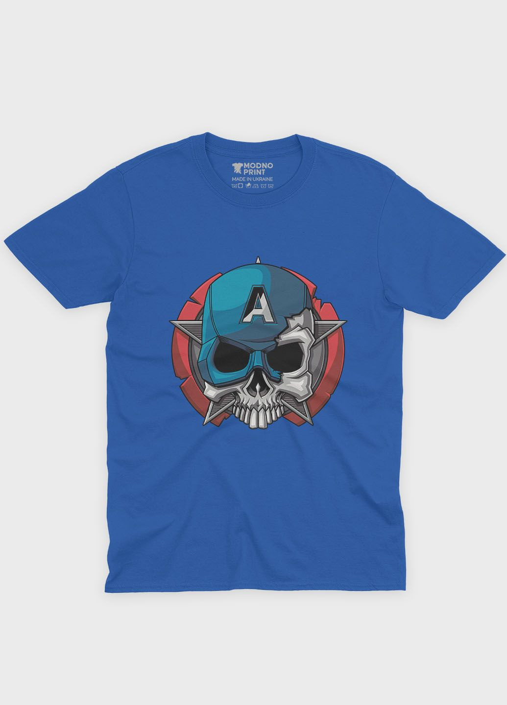 Синя демісезонна футболка для хлопчика з принтом супергероя - капітан америка (ts001-1-brr-006-022-003-b) Modno
