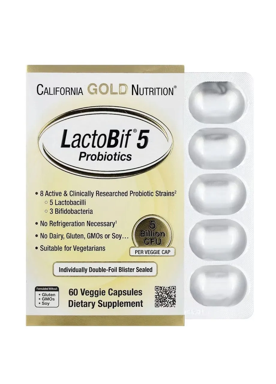 Пробиотики LactoBif® 5 млрд от 60 капсул California Gold Nutrition (380322396)