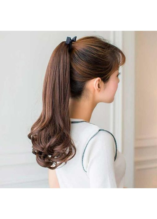 Шиньйон накладний хвіст на стрічці Didaka хвилясте волосся "Шатенка" довжина 48 см. Гарний, густий, хвилястий хвостик China (360603665)