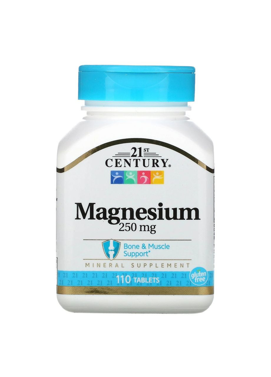 Магний 250 мг Magnesium для здоровья нервной системы костей мышц 110 таблеток 21st Century (266342029)