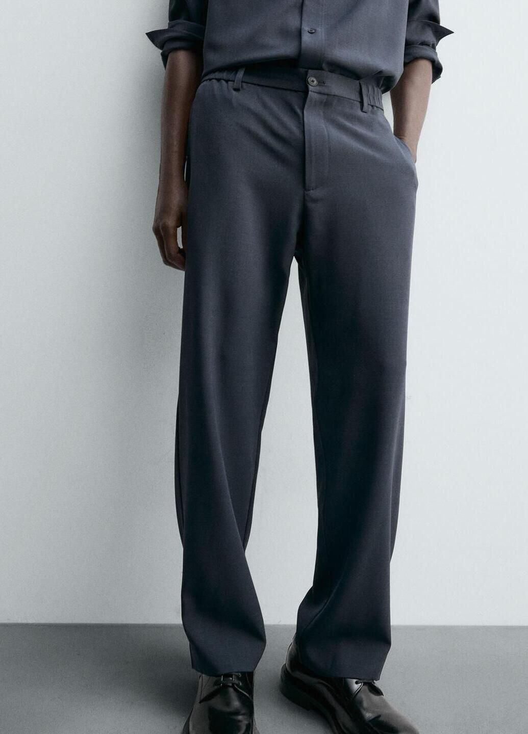 Темно-синие кэжуал демисезонные брюки Zara