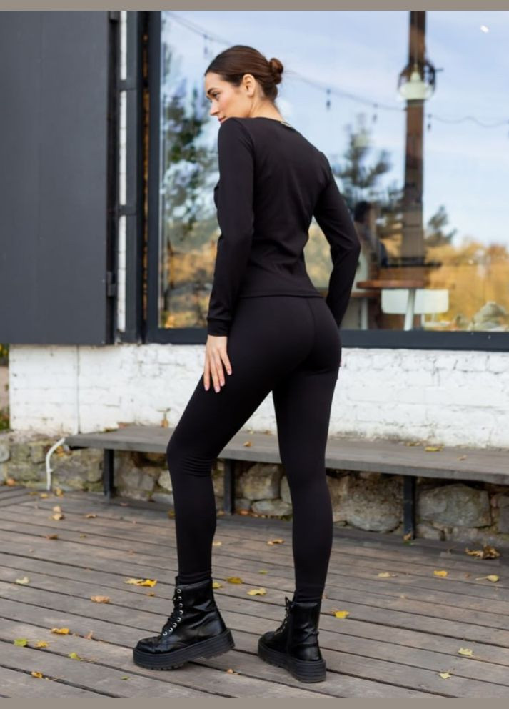 Женское термобелье на флисе лонгслив и леггинсы S M L XL черное, Украина OBR (306614176)