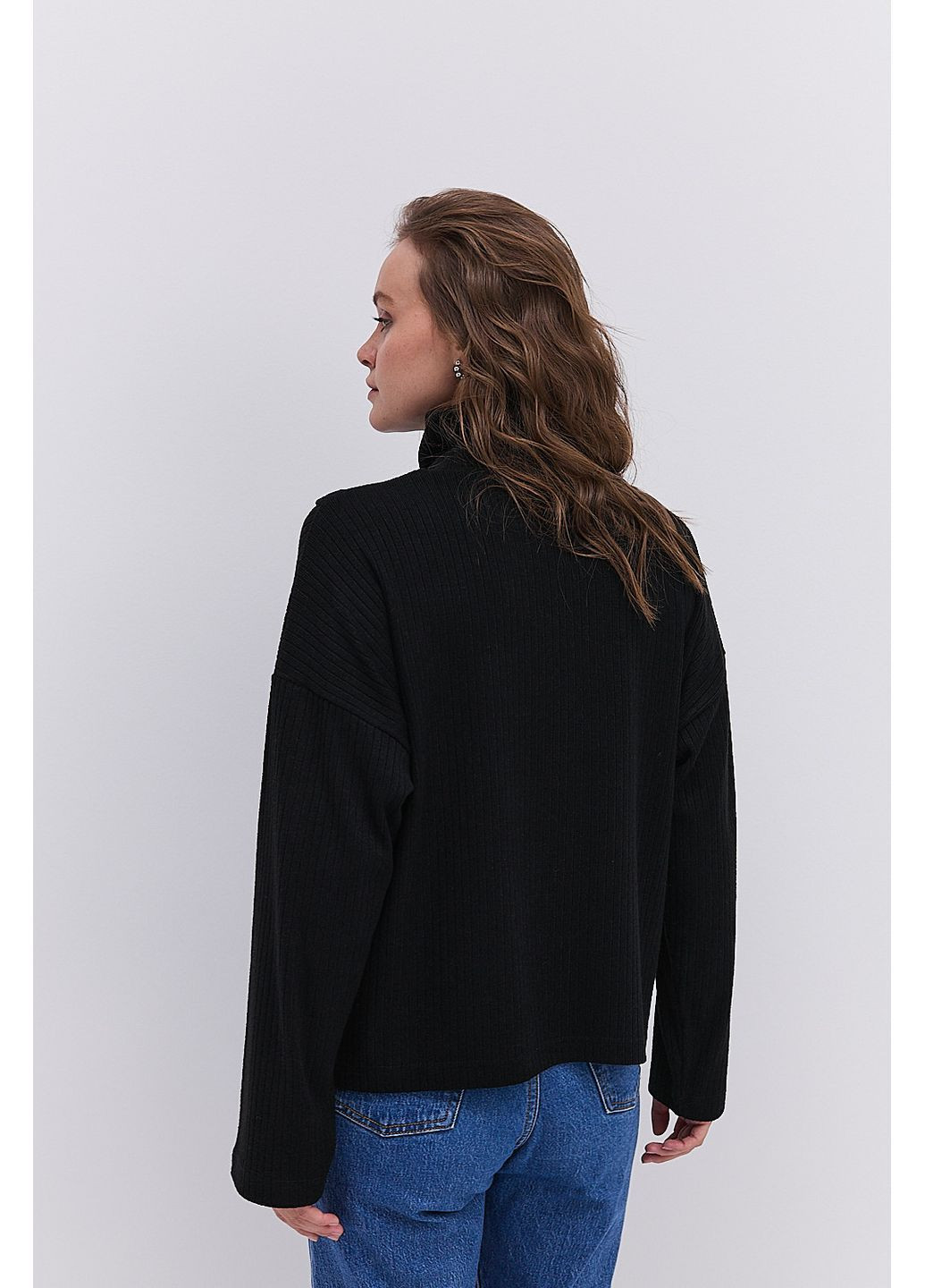 Женская кофта из трикотажа в рубчик коричневая спереди на плетень Arjen (364967489)