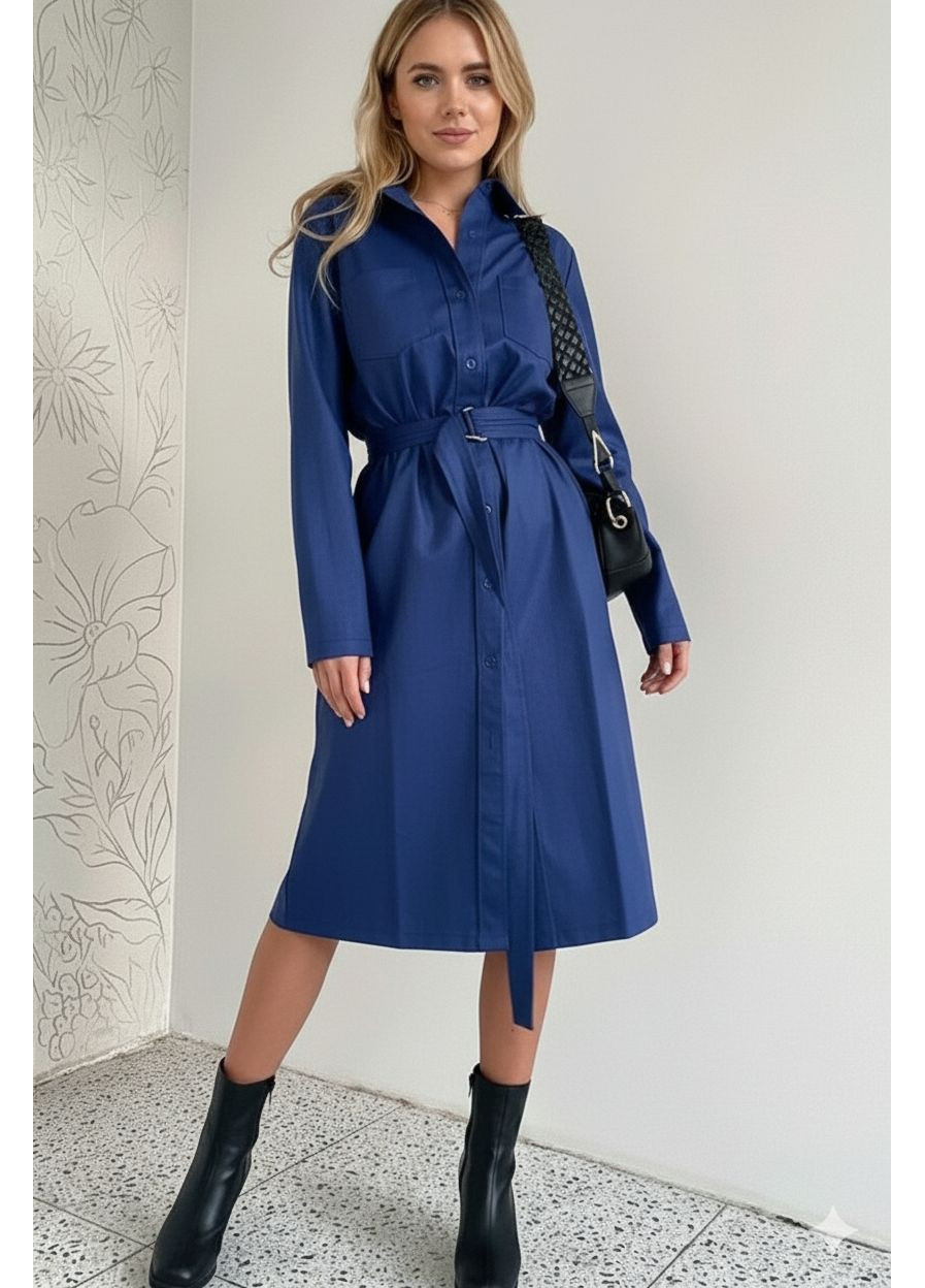 Темно-синее платье из коттона Anastasimo