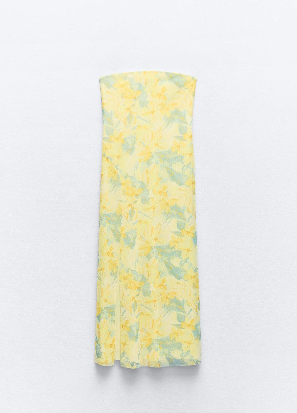 Желтое повседневный платье Zara с цветочным принтом