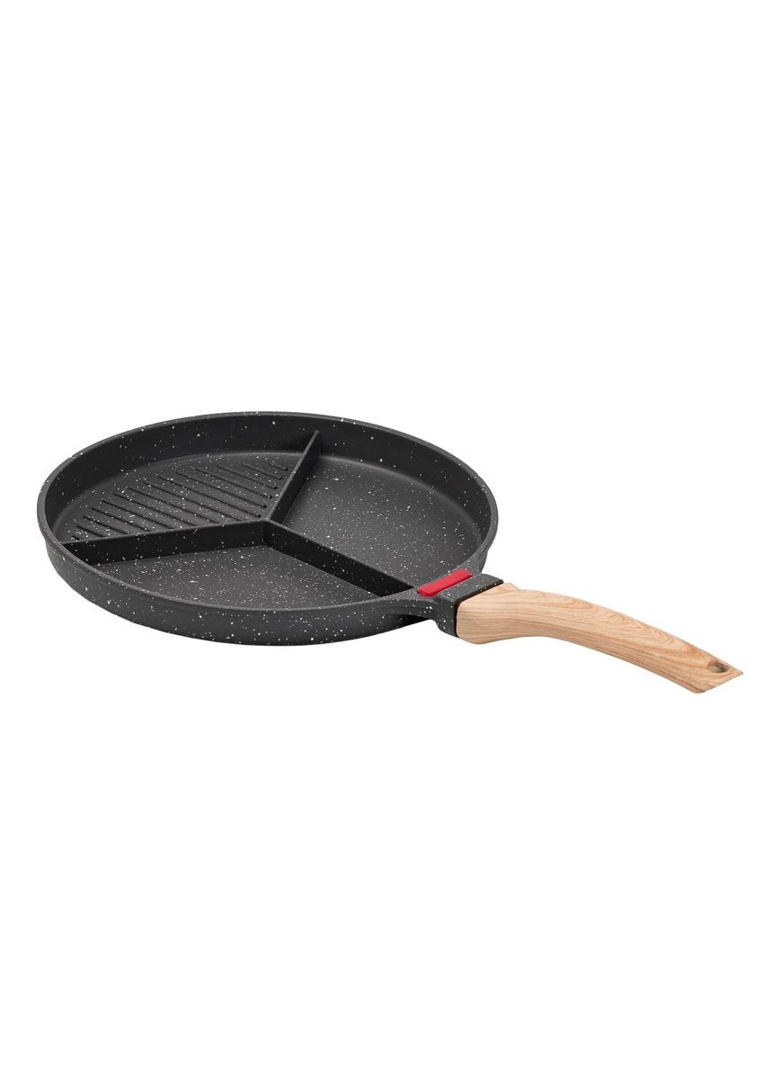 Сковорода гриль Ø 25 см на три секції з антипригарним покриттям кругла сіра HP39575C Jooki (358705769)