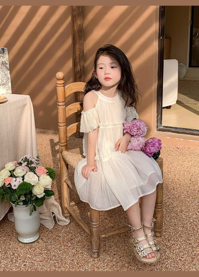 Молочна стильна повітряна літня сукня молочного кольору No Brand (311308330)