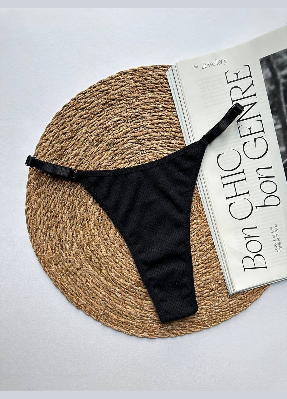 Черный демисезонный комплект белья, топ и трусики стринги Exclusive