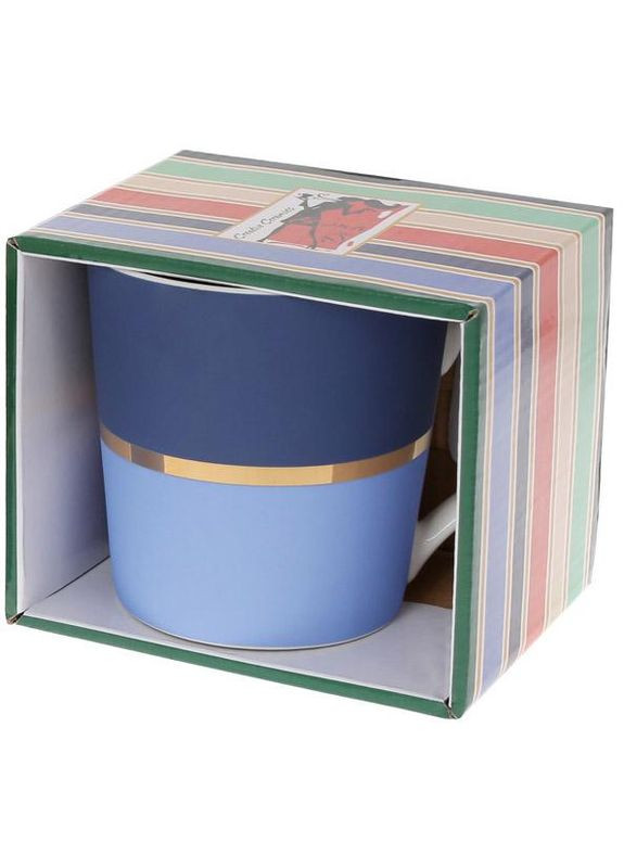 Кружка фарфорова "Джайв" 390мл, синій з блакитним, в подарунковій упаковці Bona (372171089)