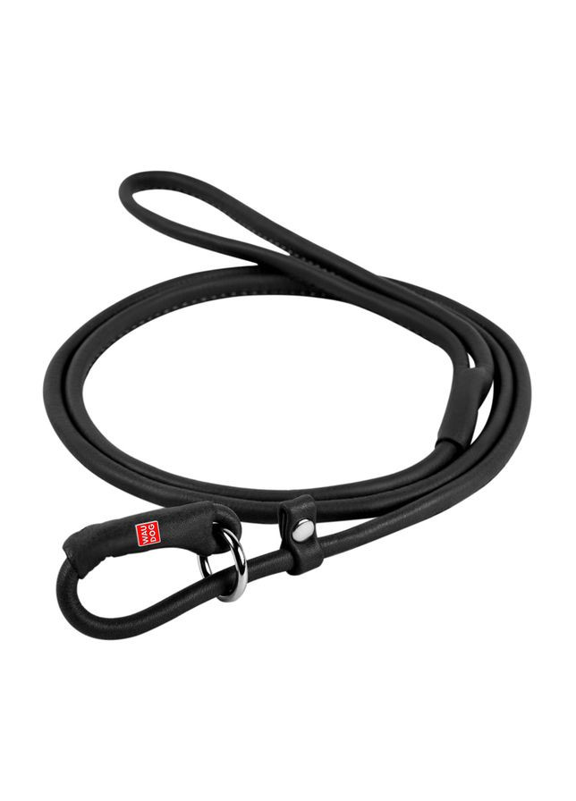 Поводок для собак WAUDOG Soft кожаный круглый 13мм длина 183см черная удавка для выгула собак ProDobro (373221248)