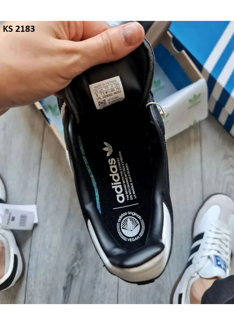 Белые демисезонные кроссовки мужские adidas samba black white адидас самба белые No Brand