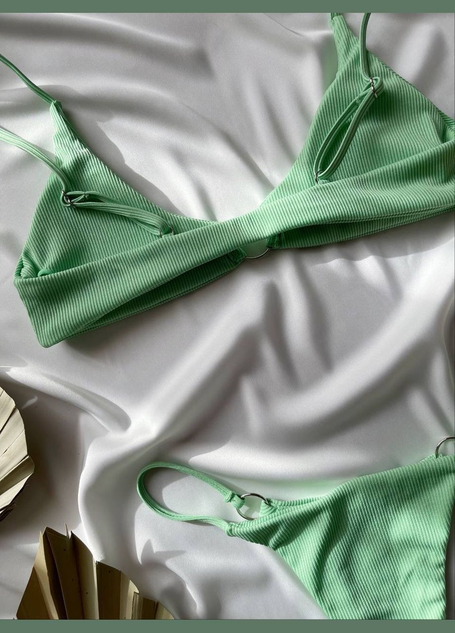 Салатовый демисезонный купальник раздельный, бикини Domino