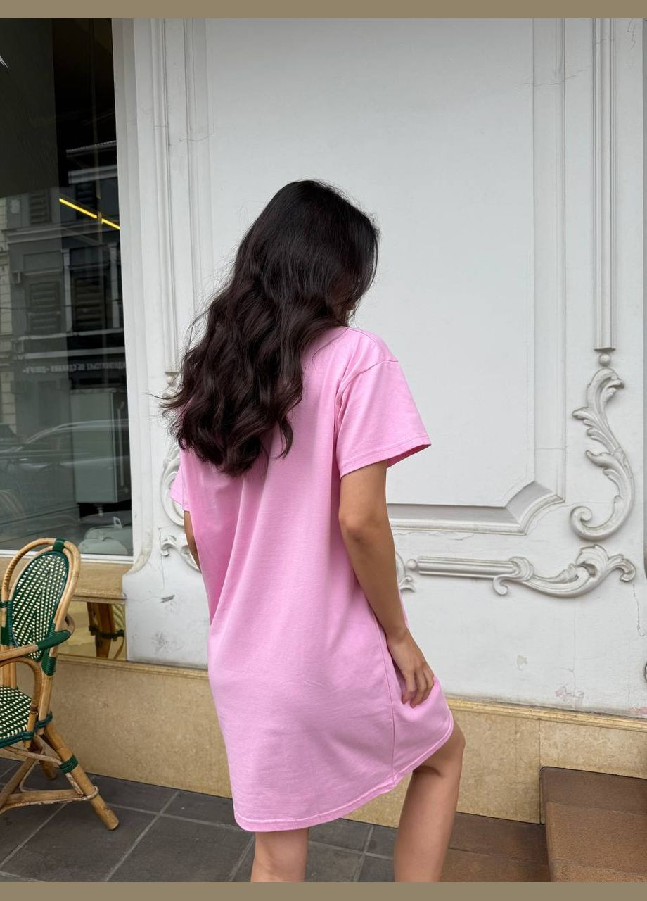 Рожева повсякденний жіноча сукня-футболка вільного крою з бавовни сукня-футболка MonCher