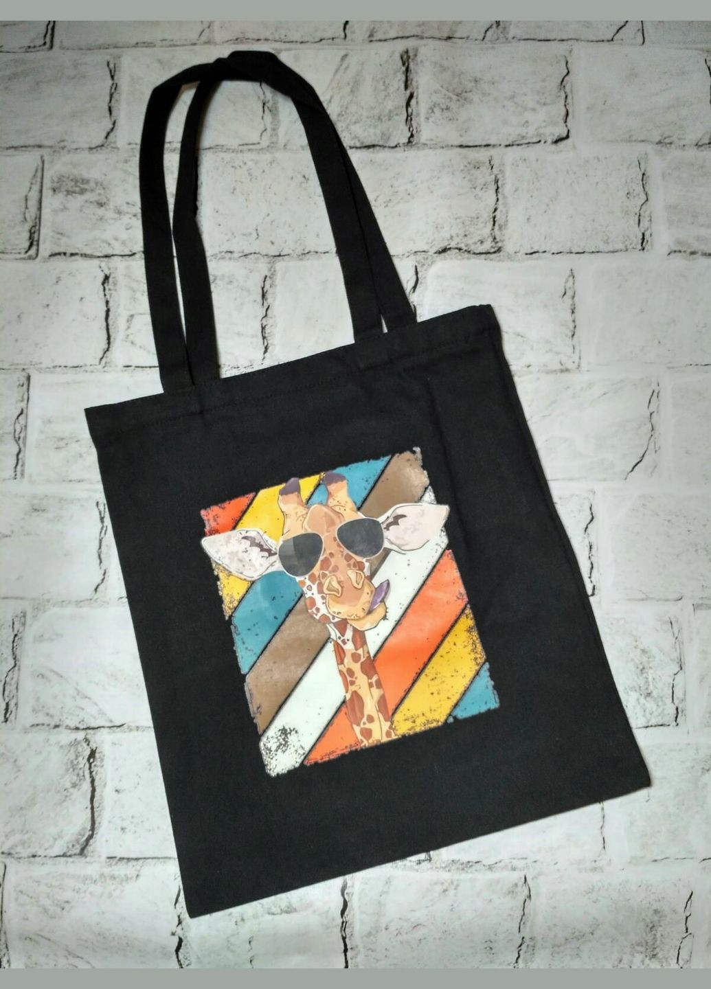 Сумка шопер екосумка Жираф 34х40 см Чорна No Brand (339092420)