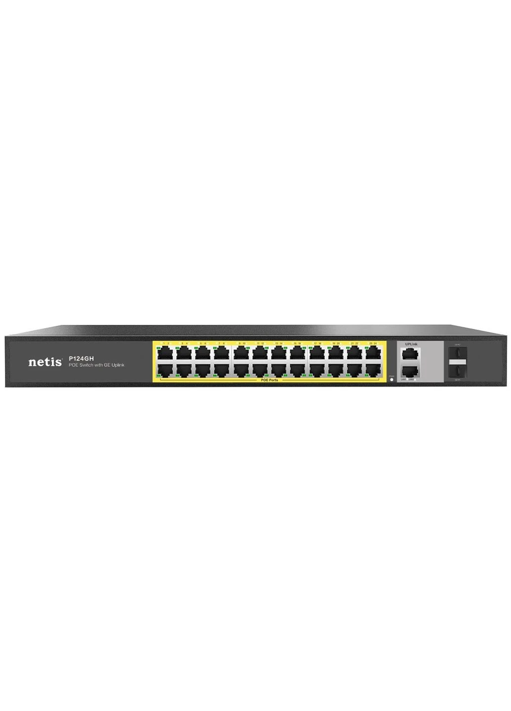 Коммутатор P124GH, 24x10/100 Mb/s, 2xGE Uplink, 2xGE SFP, неуправляемый Netis (314928006)