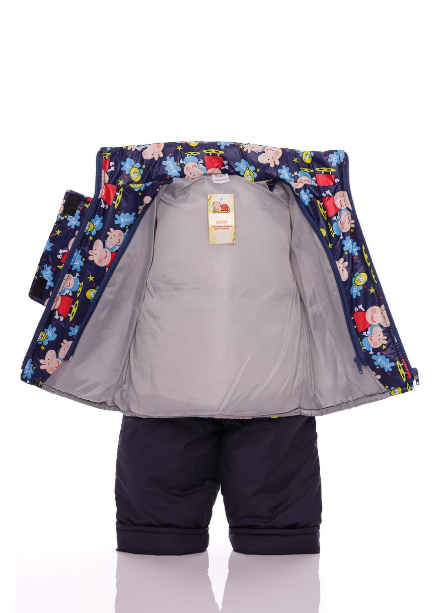 Синий зимний комбинезон на синтепоне для мальчика с принтом пэппы ноль подстежка синий 86 см (27855) BABYKROHA