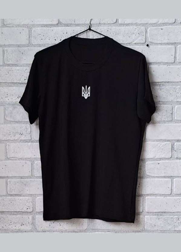 Комбинированная мужская черная футболка с трезубцем, стрейч кулир. No Brand