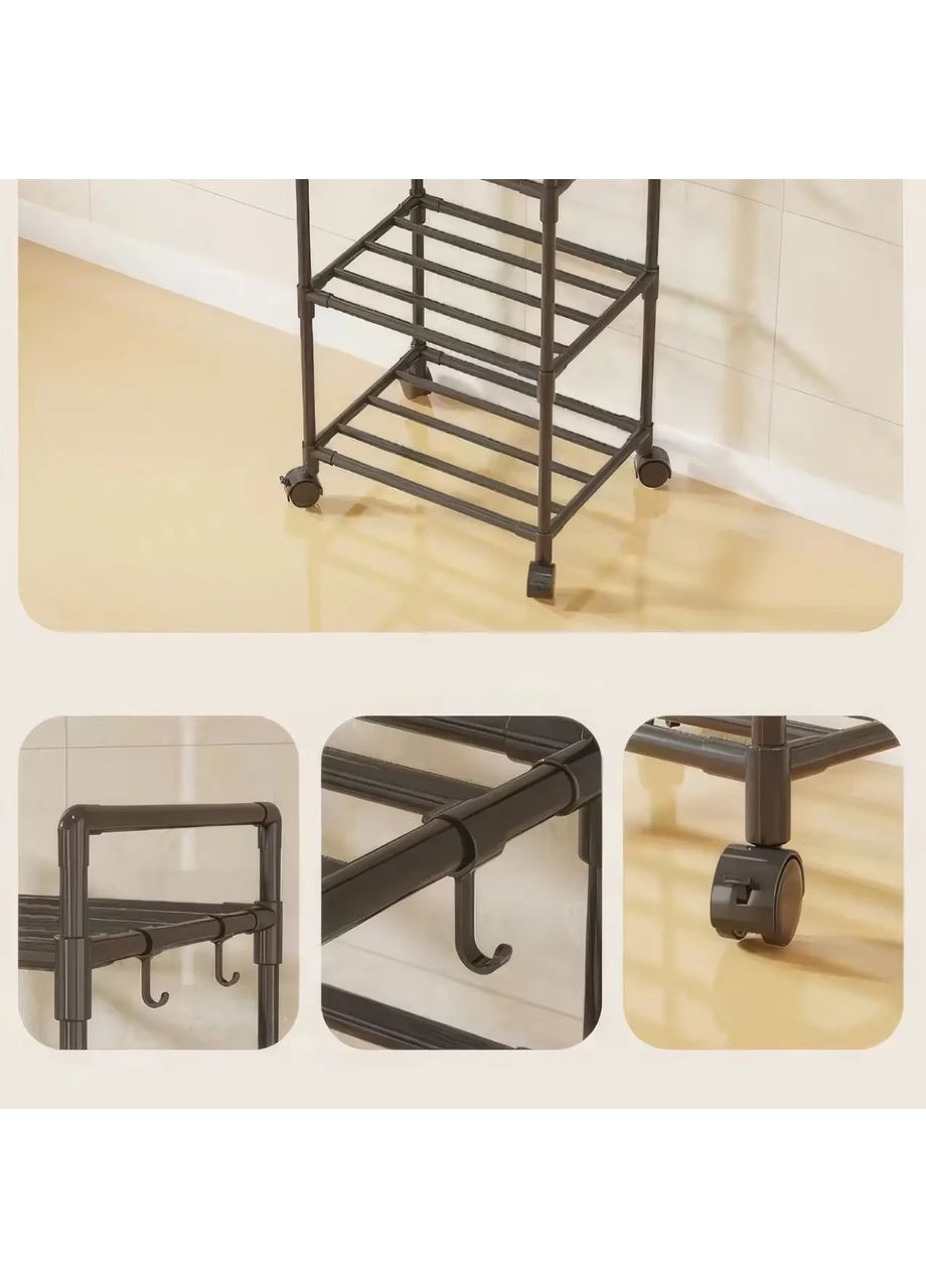 Полиця-стелаж підлогова на коліщатках для кухні 138×42×32 см Light Shelf LS-7801 Black No Brand (356740064)