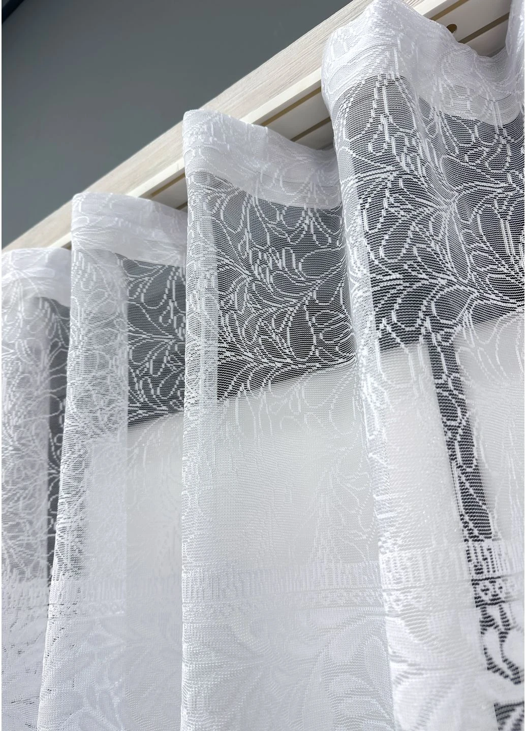 Тюль жакард № 1527т Арка на кухню колір білий 400х150 см (53-0118) VR-Textil (366160758)