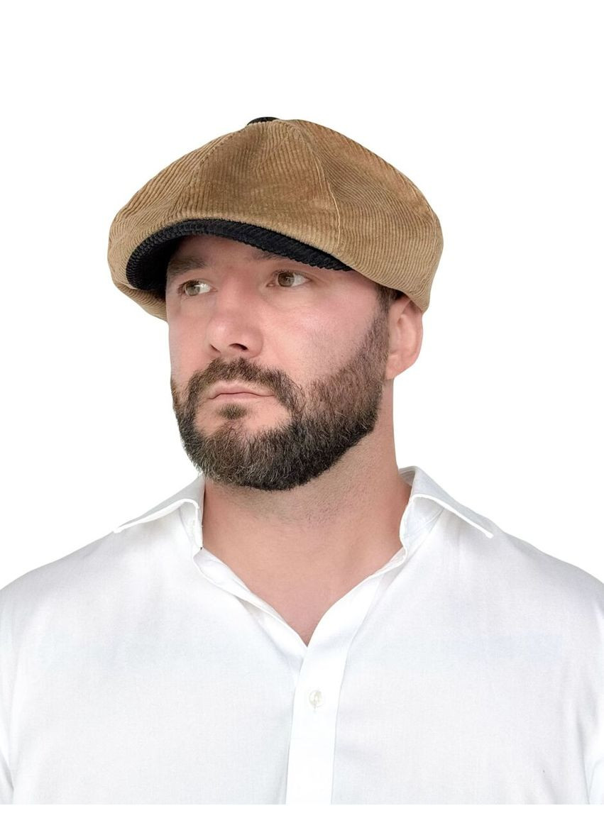 Чоловіча кепка восьмиклинка Гаврош з вельвету бежевого кольору (SC50552) Shlyapka (364494506)