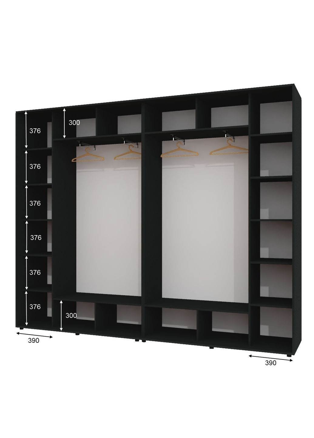 Шафа-купе чотиридверна 300*45*220 см Антрацит 4 двері ДСП + Дзеркало + Дзеркало + ДСП ШК-02 Алекса (360469516)