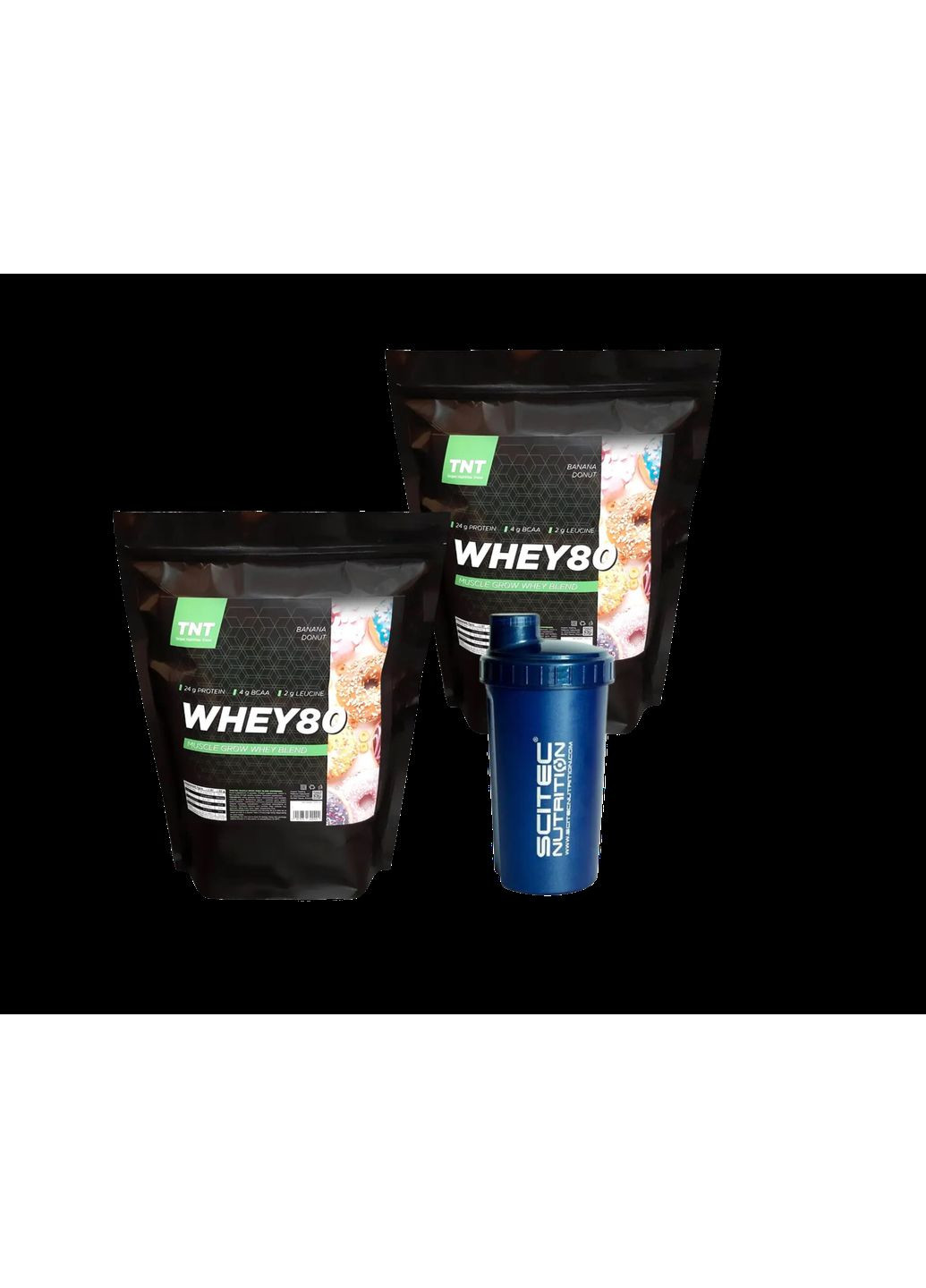 Комплекс для набора массы протеин Muscle Grow Whey 80 банановый пончик 4 кг + шейкер в подарок TNT (369954103)
