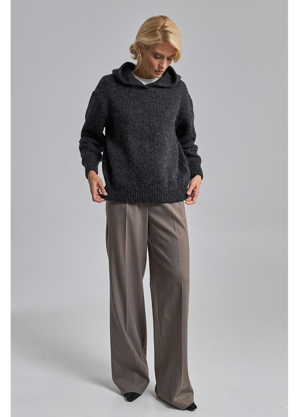 Темно-серый свитер с капюшоном 2905 Triko Bakh