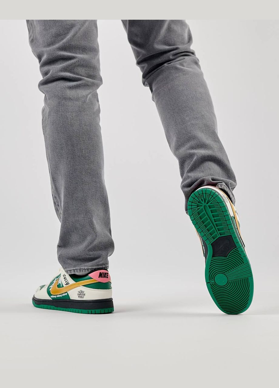 Цветные демисезонные кроссовки мужские, вьетнам Nike SB Dunk Low x Stussy 572 Green Beige