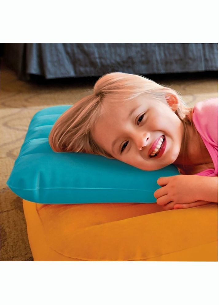 Надувная флокированная подушка 68676, голубая Intex (301916724)