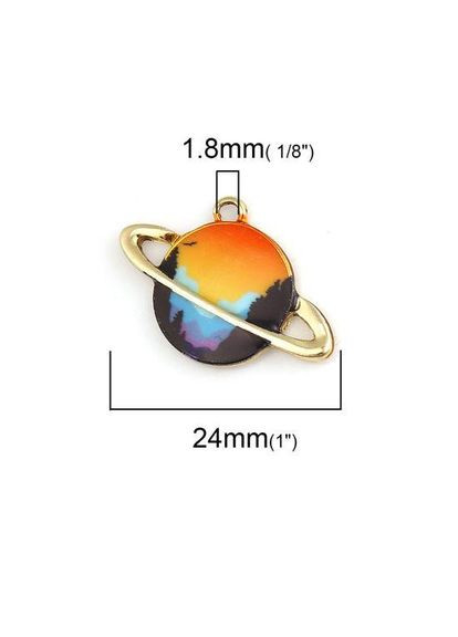 Підвіска Кулон планета с астероїдним поясом Золотистий 24 мм x 16 мм Finding (328942971)