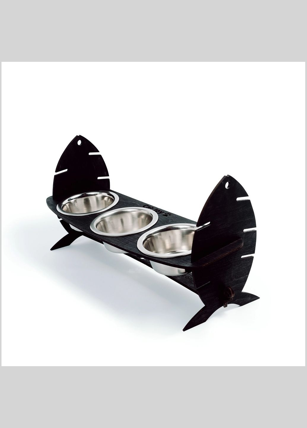 Кормушка для котів Скелет риби з регулюванням висоти Венге на 3 миски Cat Joy (301212357)