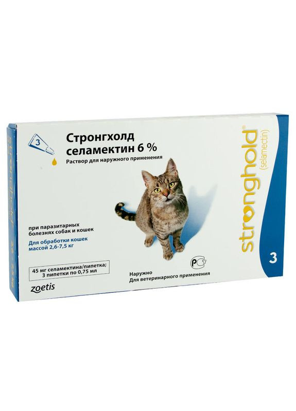Противоразитарные капли на холке от блох и клещей для взрослых кошек 1 пипетка (4601956000890) Zoetis (327215772)