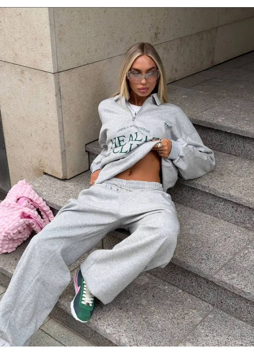 Костюм Турецька тринитка петля оверсайз,якісний принт,кофта та прямі штани Україна (364236837)