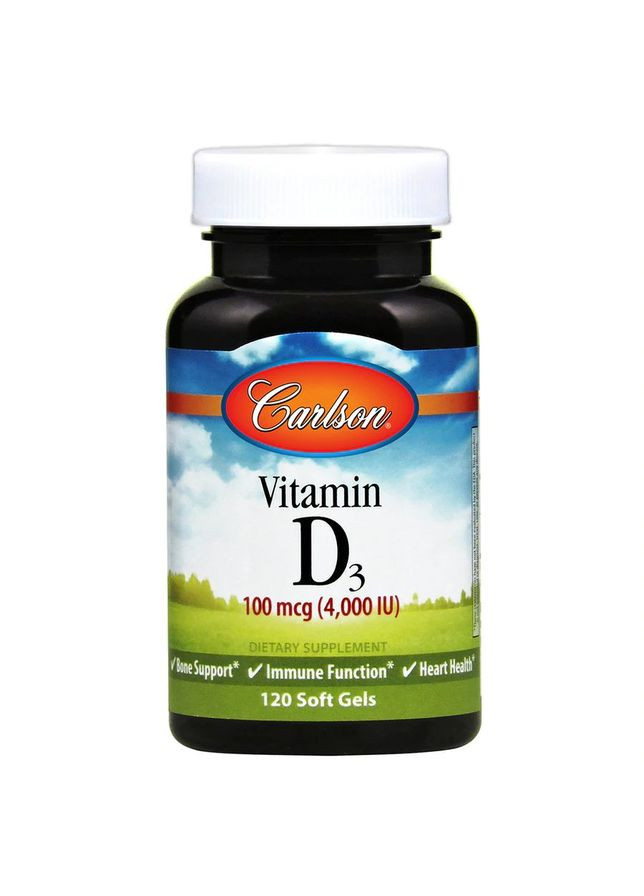 Вітаміни та мінерали Vitamin D3 4000 IU, 120 капсул Carlson Labs (322208751)