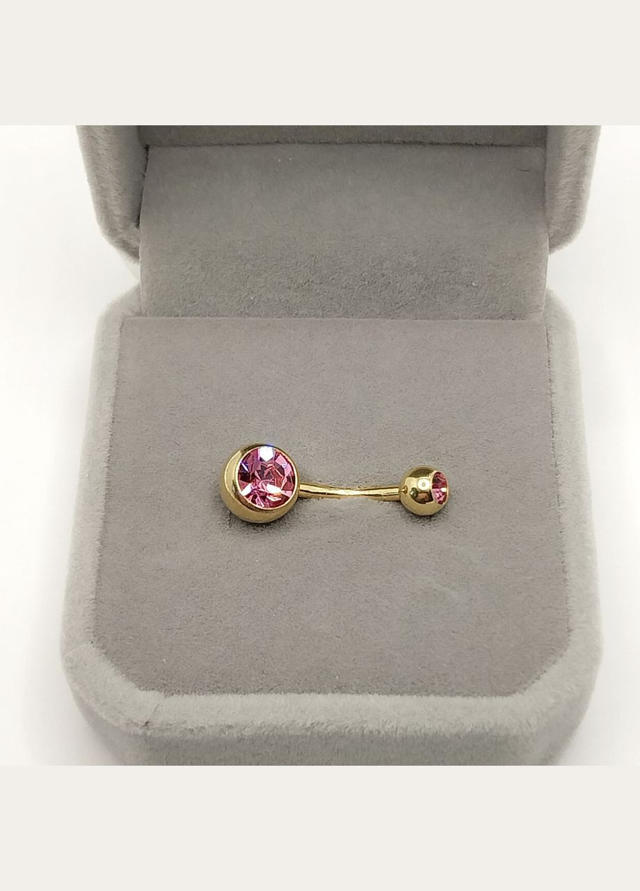Пирсинг в пупок медзолото "Малиновый гранат" серьга навела медицинская хирургическая сталь и цирконы Spikes (323168525)