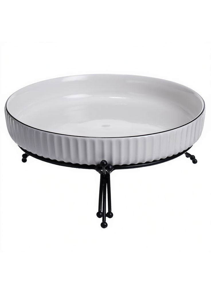 Фруктовница фарфоровая на металлической подставке 22,5 см Черный LB-1571B (A-047698) Yiwu (370381749)